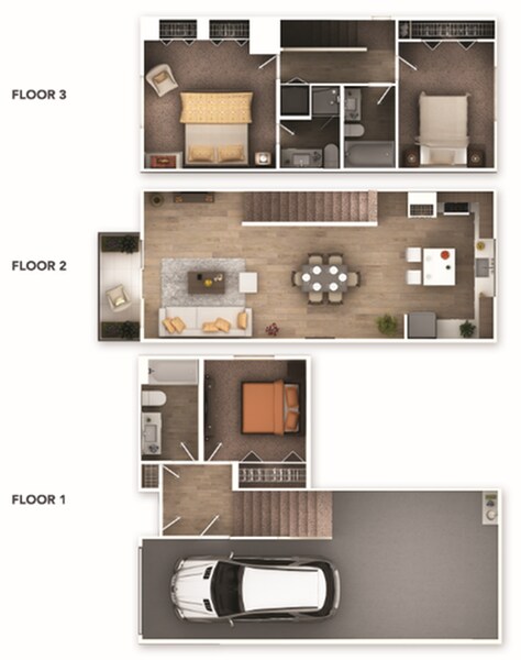 3 Beds • 3 Bath 1002 floor plan